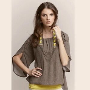 Maeve brown and white polka dot blouse Medium